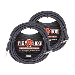 2x Pig Hog Tour Grade 18.5ft 1/4"-1/4" Cables - Straight to Right Angle - 1 of 4