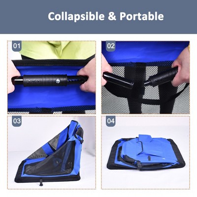 30'' Blue and Black Soft-Sided Folding Pet Crate