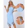 Allegra K Women's Elegant Halter Straps Sleeveless Tassels Evening Gown Bodycon Long Party Dresses - 2 of 4