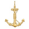 Black Bow Jewelry 14k Yellow Gold Large 3D Admiralty Anchor with Rope Pendant - 3 of 4
