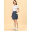 Allegra K Women's Elastic Back Short Button Down Denim Skirts with Pockets - 3 of 4