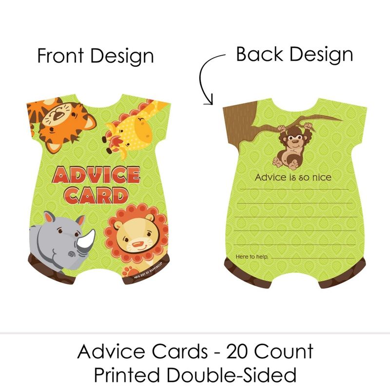Big Dot of Happiness Funfari - Fun Safari Jungle - Baby Bodysuit Wish Card Baby Shower Activities - Shaped Advice Cards Game - Set of 20, 3 of 5
