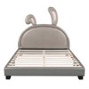 Whisen Upholstered Leather Platform Bed with Rabbit Shaped Headboard - 3 of 4