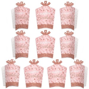 Big Dot of Happiness Pink Rose Gold Birthday - Table Decorations - Happy Birthday Party Fold and Flare Centerpieces - 10 Count - 1 of 4