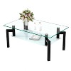 GlasFlength Rectangular Modern Coffee Tables, Center Table with Sleek Minimalist Design for Living Room Decor, White,39.1”*23.4”*17.3" - 2 of 4