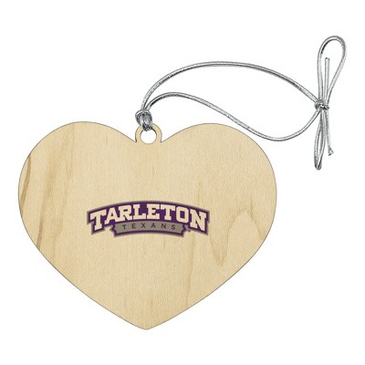 Tarleton State University Secondary Logo Heart Love Wood Christmas Tree Holiday Ornament