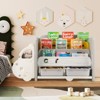 Tangkula Kids Bookshelf Car-shaped Toy and Book Storage Organizer with 3-Tier Bookshelf - 3 of 4