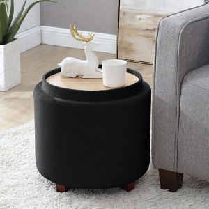 Ornavo Home Lawrence Round Storage Ottoman with Table Top Lid - 1 of 4