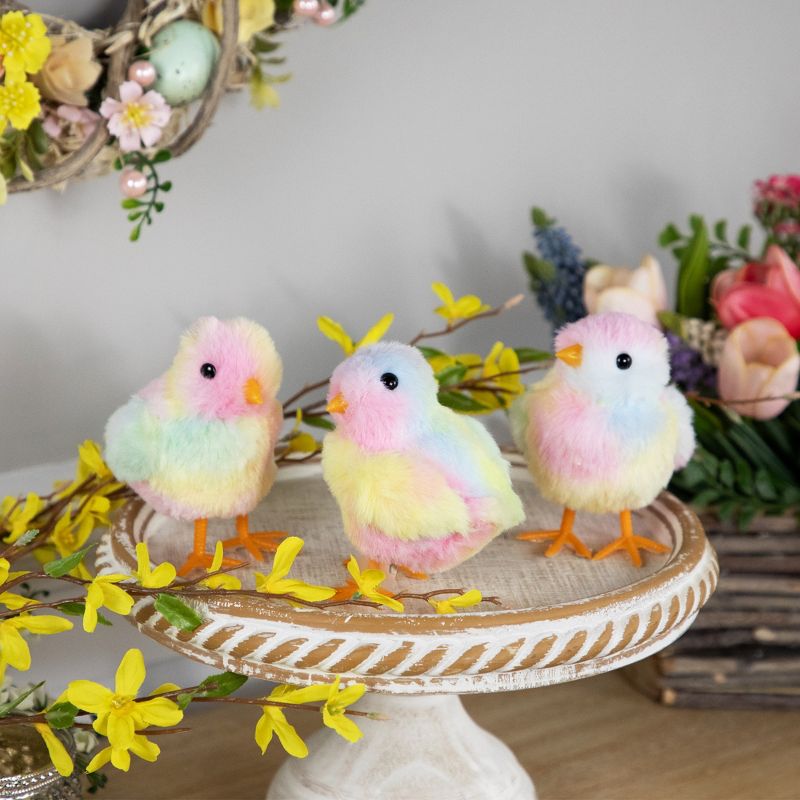 Northlight Plush Tie Dye Easter Chick Figurines - 4.25" - Set of 3, 2 of 7