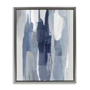 Stupell Industries Layers of Blue and White Abstract Movements Floating Frame Canvas Art - 1 of 4