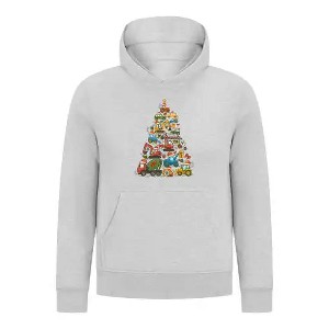 Everyday Kids Christmas Collection Construction Truck Tree Boys Pullover Hoodie – Holiday Sweatshirt - Heather Gray - 1 of 1