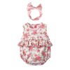 MyKids-Usa Baby Girl Floral Print Graphic Ruffle Design Sleeveless Onesies & Headband - 4 of 4