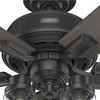 Hunter Fans 52" Hartland Lighted Ceiling Fan Matte Black Finish with Grey Walnut Blades and LED Light Kit Included - 3 of 4