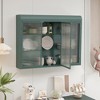 Vynxaria Three-Door Arched Wall-Mounted Glass Cabinet for Stylish Storage in Kitchen, Living Room, and Bathroom, Elegant White Finish - 4 of 4