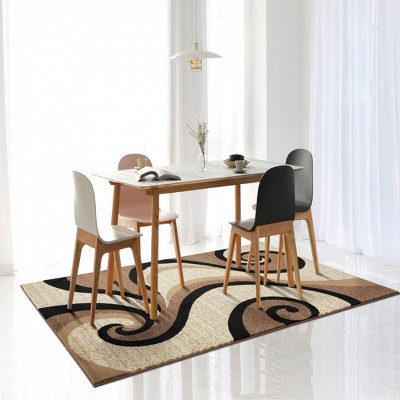 Luxe Swirl Beige Abstract Geometric 7'10" x 10'6" Area Rug