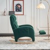 Modern Lounge Rocker,Teddy Fabric Rocking Chair With Pockets,Comfy Accent Arm Chair With Solid Wood Legs,Leisure Chairs-Cuddlewood - 3 of 4