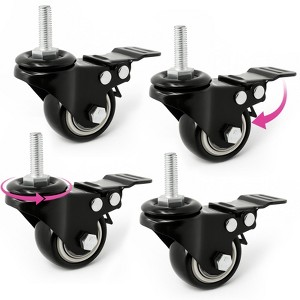 Liquid Stands Keyboard Stand Caster Wheels Set of 4 Replacement Locking Heavy Duty Wheels with Brake - Piano Stand Parts and Accessories - 1 of 4