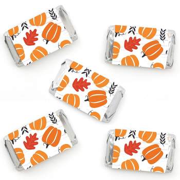 Big Dot of Happiness Fall Pumpkin - Mini Candy Bar Wrapper Stickers - Halloween or Thanksgiving Party Small Favors - 40 Count