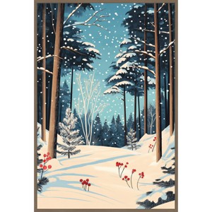 Amanti Art 28"x41" Christmas Snowy Forest by Pictufy Studio Framed Canvas Wall Art Print - 1 of 4