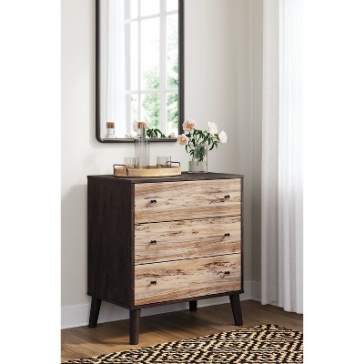Lannover Chest of Drawers Brown/Beige/Natural - Signature Design by Ashley: Contemporary 3-Drawer Vertical Storage