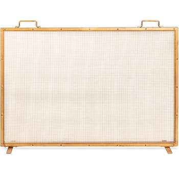 Best Choice Products 38x27in Single Panel Fireplace Screen Handcrafted Steel Mesh Spark Guard w/ Handles