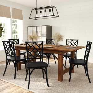 Merrick Lane Set of 2 Solid Wood Dining Chairs with Stackable Design, Ornate Seat Back Accenting, and Elegant Finish - 1 of 4