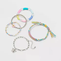 Girls' 5pk Butterfly Bracelet Set - art class™ Silver
