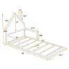 CAVINAS Twin Size Wood Montessori Bed,Modern Floor Bed with House-Shaped Headboard and Handrails,Toddler Bed for Bedroom - 3 of 4