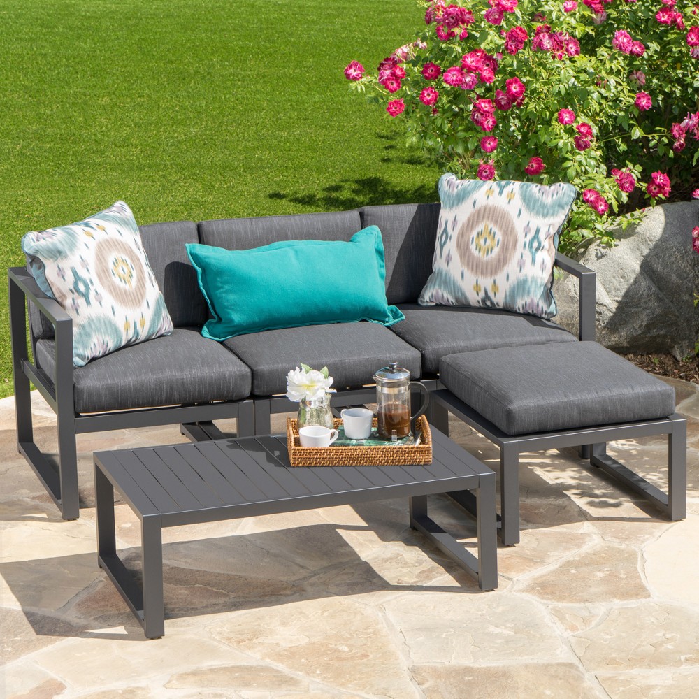 Navan 5pc Aluminum Sofa Set Dark Gray Christopher Knight Home