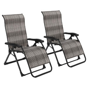 2-Piece Patio Rattan Folding Chair Set, Portable Foldable Rattan Chairs with Adjustable High Backrest & Widened Armrest, Outdoor Wicker Set - 1 of 4