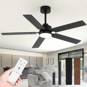 Airsurfer 48-Inch Modern Ceiling Fan with 3 Colors Light – Black 5-Blade Fan with Remote, Quiet Motor for Living Room, Bedroom, or Dining Area - 1 of 4