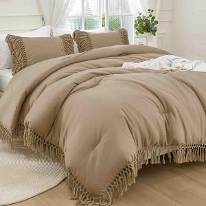 BAGOKIE 3 Pieces Boho Tassel Bed in a Bag Comforter Set - 1 of 4