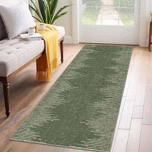 2x6 Hallway Runner Rug Low Pile Machine Washable Rugs Modern Stripe Geometric Foldable Minimalistic Carpet with Rubber Backing for Entryway Hallway - 1 of 4
