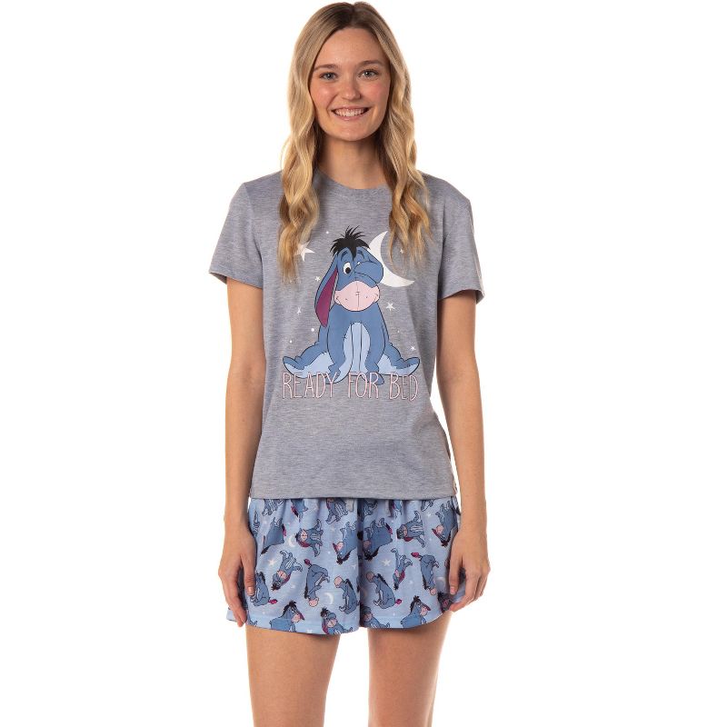 Disney Winnie-the-Pooh Women's Eeyore Ready For Bed Sleep Pajama Set Grey, 1 of 6
