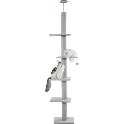 Cat Tree Floor to Ceiling Cat Tower with Adjustable Height (98-110 Inches), 5-Tier Carpet Cat Climbing Tower Tall Cat Trees