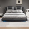 NicBex Upholstered Bed Frame with LED Lights and Adjustable Faux Leather Headboard,Wave Like Curve Low Profile Bed,No Box Spring Needed,Gray/Black - 2 of 4