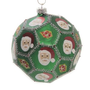 Pinnacle Peak 5.0 Inch Santa Claus Face Ball Christmas Polyhedron Tree Ornaments - 1 of 3
