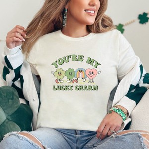 Simply Sage Market You're My Lucky Charm Clovers Short Sleeve Tee - XS - Cream - 1 of 4