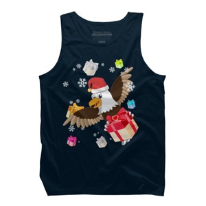 Men's Design By Humans Santa American Bald Eagle Christmas T-Shirt By thebeardstudio Tank Top - 1 of 3
