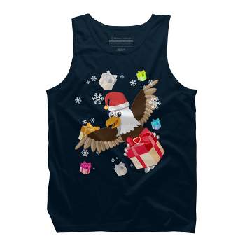 Men's Design By Humans Santa American Bald Eagle Christmas T-Shirt By thebeardstudio Tank Top