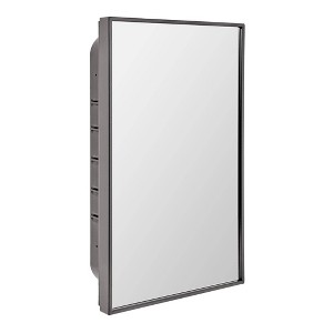 Head West 16"x26" Brushed Black Recessed Medicine Cabinet Mirror - 1 of 4