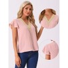 Allegra K Women's Lace Crochet Ruffles Cap Sleeves Swiss Dots V Neck Blouse - 2 of 4