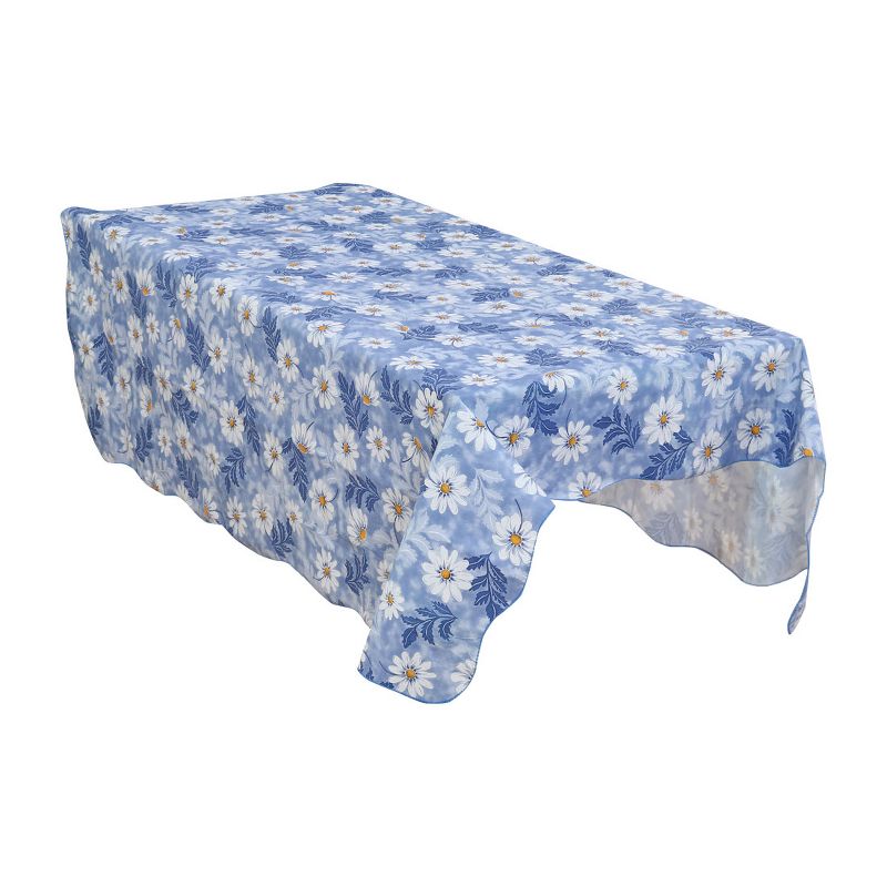 PiccoCasa Vinyl Tablecloth Square Table 53" x 53" Daisy Pattern Waterproof, 2 of 4
