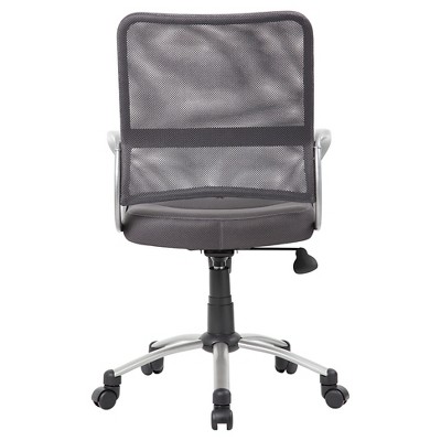 Charcoal Grey Mesh Swivel Task Chair with Pewter Finish Metal Base