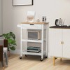 Tangkula 3-Tier Kitchen Island Cart Rolling Service Trolley w/ Bamboo Top Shelves - 4 of 4