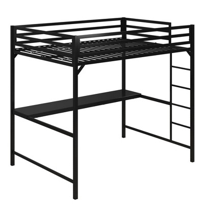 Full Max Metal Loft Bed With Desk Black 