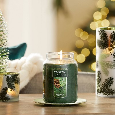 22oz Green Balsam & Cedar Scented Jar Candle