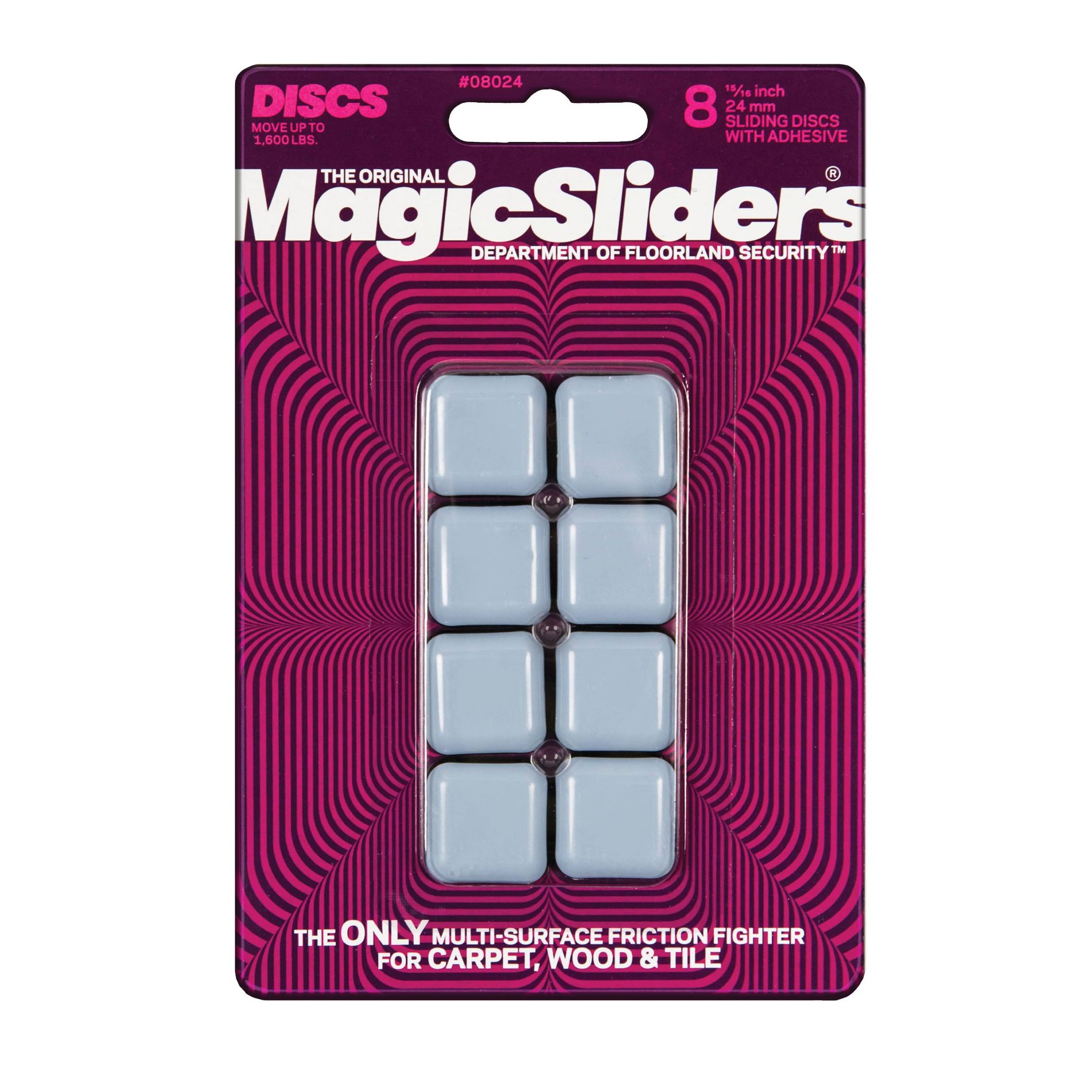Magic Sliders 8pk 1" Square Adhesive