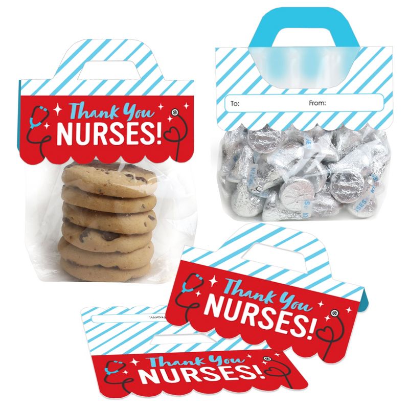 Big Dot of Happiness Thank You Nurses - DIY Nurse Appreciation Week Clear Goodie Favor Bag Labels - Candy Bags with Toppers - Set of 24, 1 of 10
