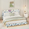 Floating Platform Bed with Velvet Upholstered Headboard, Metal Bed with LED Lights and USB Ports, Bed with Hidden Storage-Baofuwish - 3 of 4
